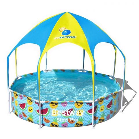 Бассейн каркасный Bestway Steel Pro, с навесом, 244 х 51 см