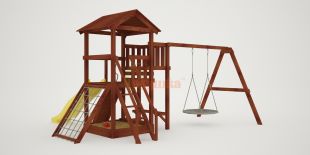 Детская площадка Савушка Мастер 2 с подвесными качелями 1 метр (Махагон)